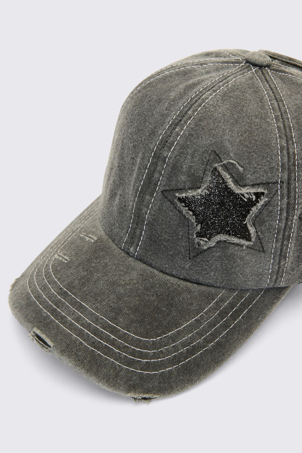Dangerfield - Star Patch Denim Cap - dark-grey