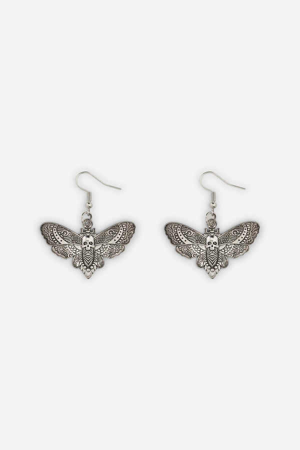 Dangerfield - Skull Moth Earrings - silver