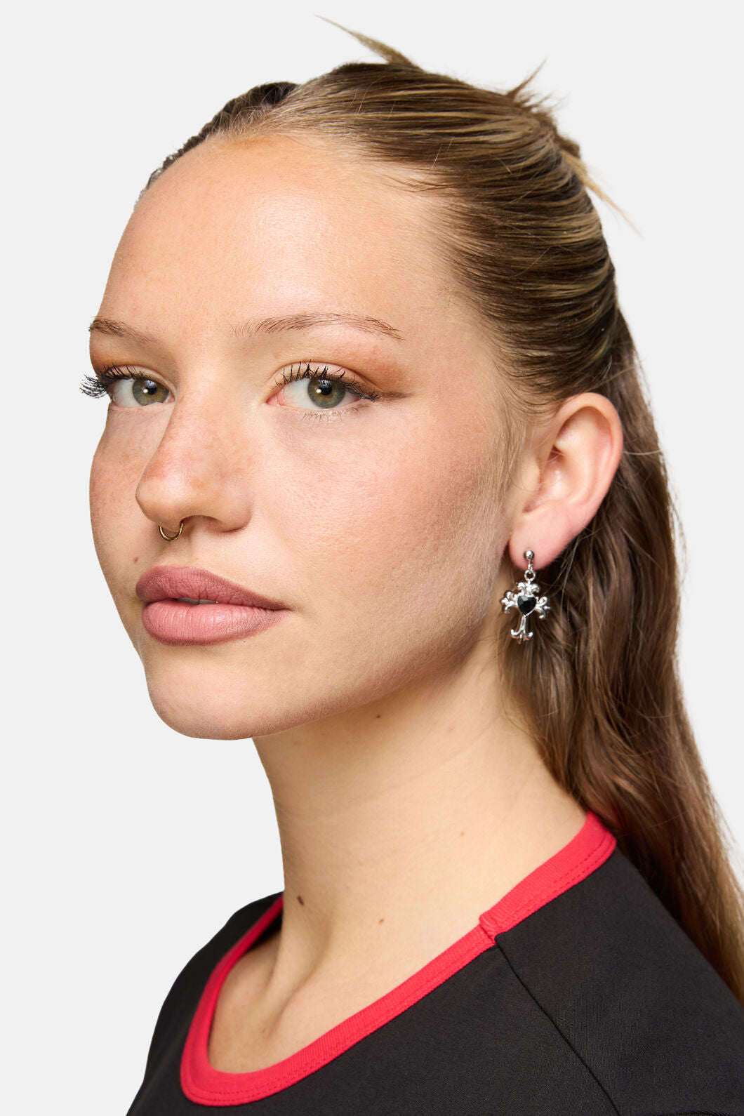 Dangerfield - Cross Heart Earrings - silver