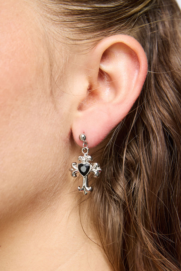 Dangerfield - Cross Heart Earrings - silver