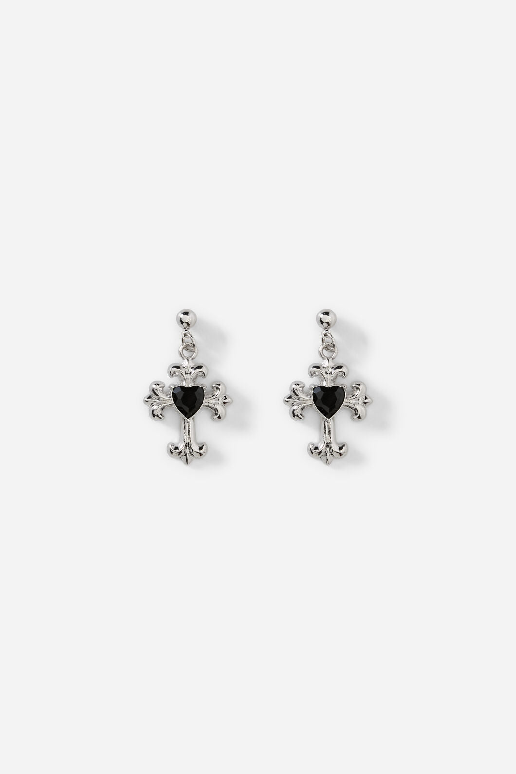 Dangerfield - Cross Heart Earrings - silver