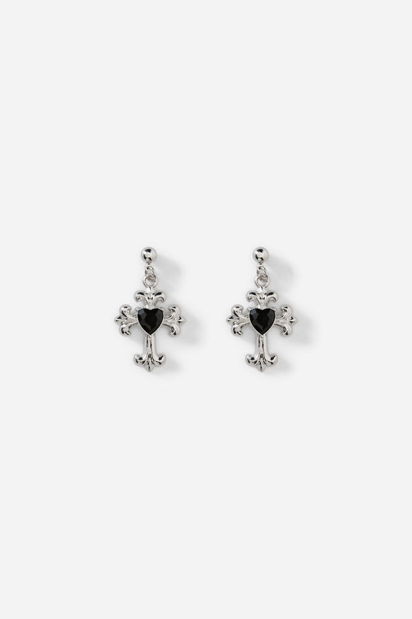 Dangerfield - Cross Heart Earrings - silver