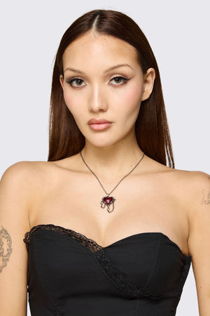 Dangerfield - Heart Chain Goth Necklace - black-red