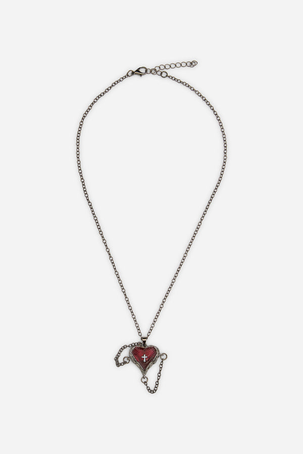 Dangerfield - Heart Chain Goth Necklace - black-red
