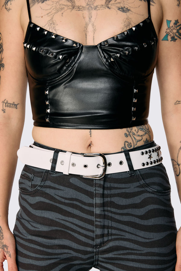 Dangerfield - Round Star Stud Belt - white