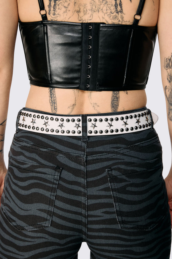 Dangerfield - Round Star Stud Belt - white