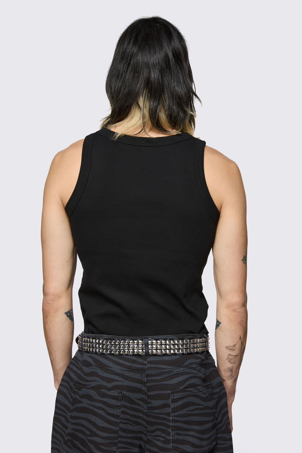 Dangerfield - Untamed Stripe Stud Belt - black-grey