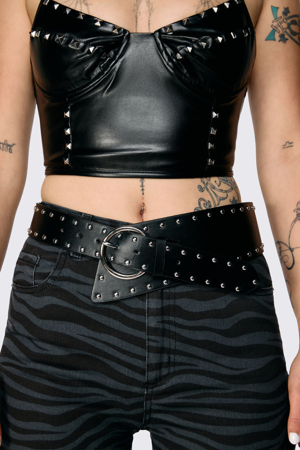 Dangerfield - Stud Low Slung Belt - black