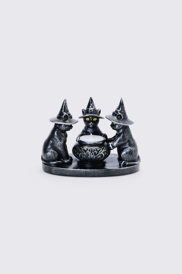 Dangerfield - Witchy Cats Tea Light Candle Hold - black