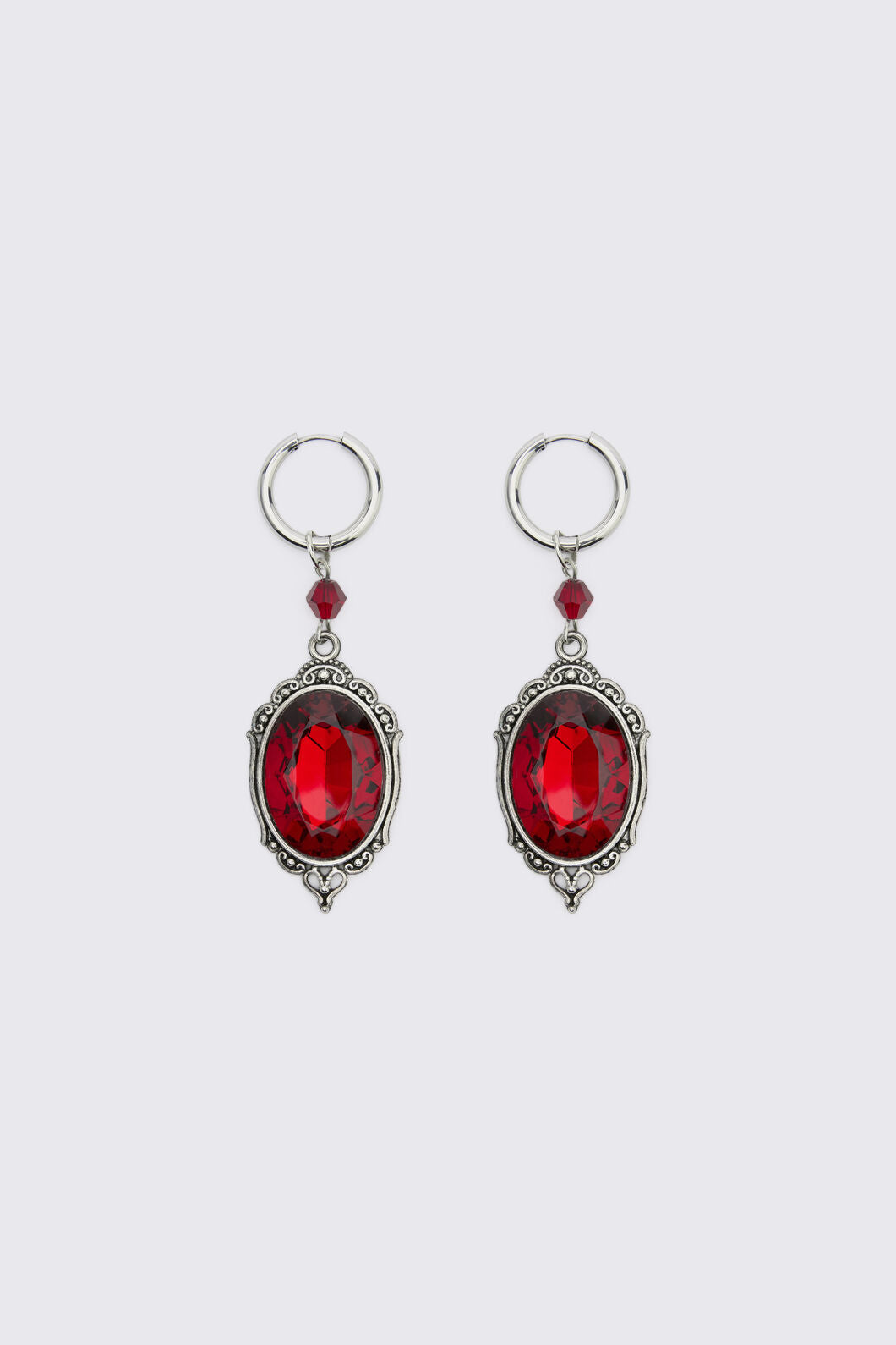 Dangerfield - Red Stone Earrings - silver