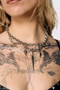 Dangerfield - Chainmail Loop Drop Necklace - silver