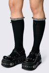 Dangerfield - Long Frill Bow Socks - black