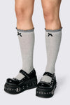 Dangerfield - Long Frill Bow Socks - grey