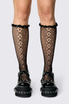 Dangerfield - Long Lace & Satin Socks - black