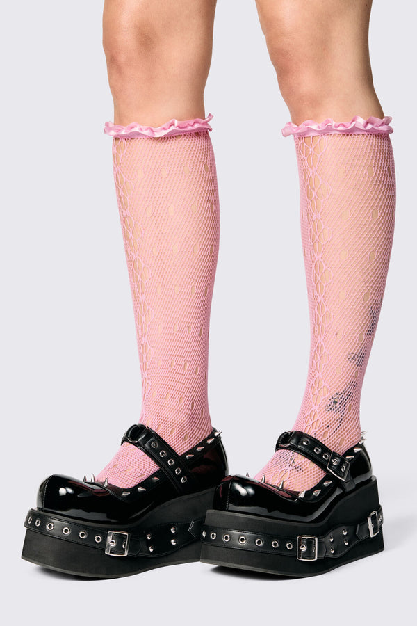 Dangerfield - Long Lace & Satin Socks - pink