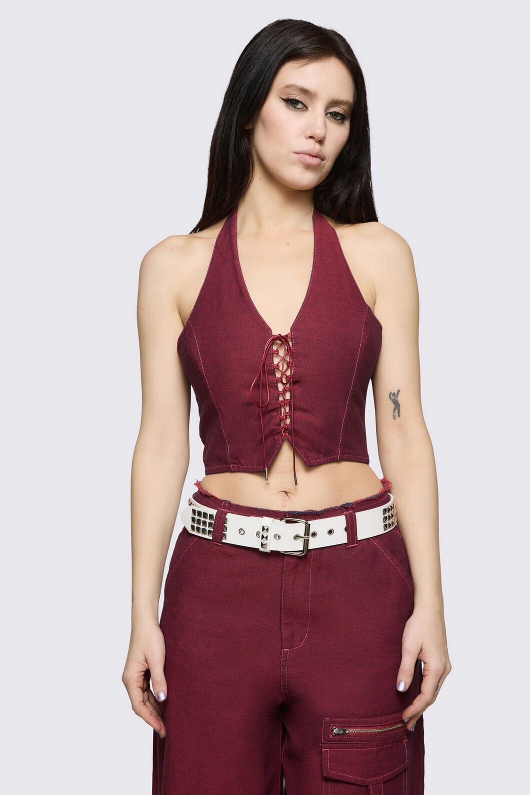Dangerfield - White Pyramid Stud Belt - white