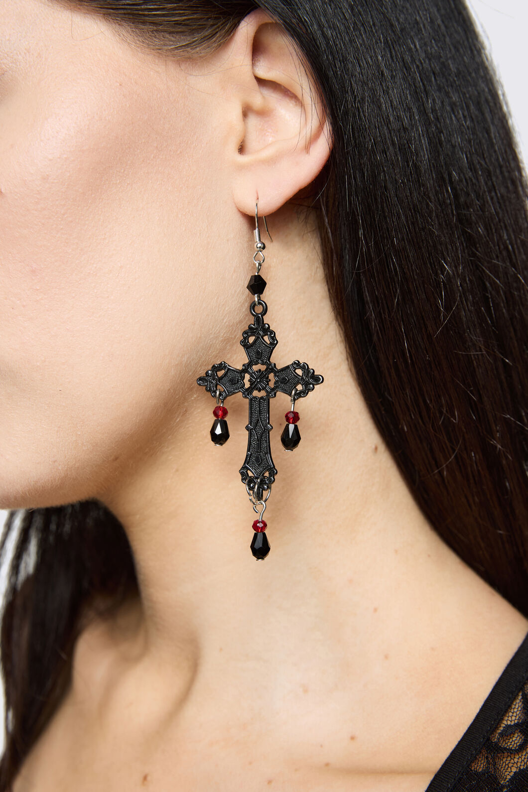 Dangerfield - Black Cross Bead Earrings - black
