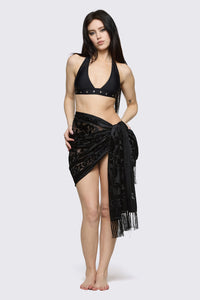 Dangerfield - Black Velvet Burnout Scarf - black