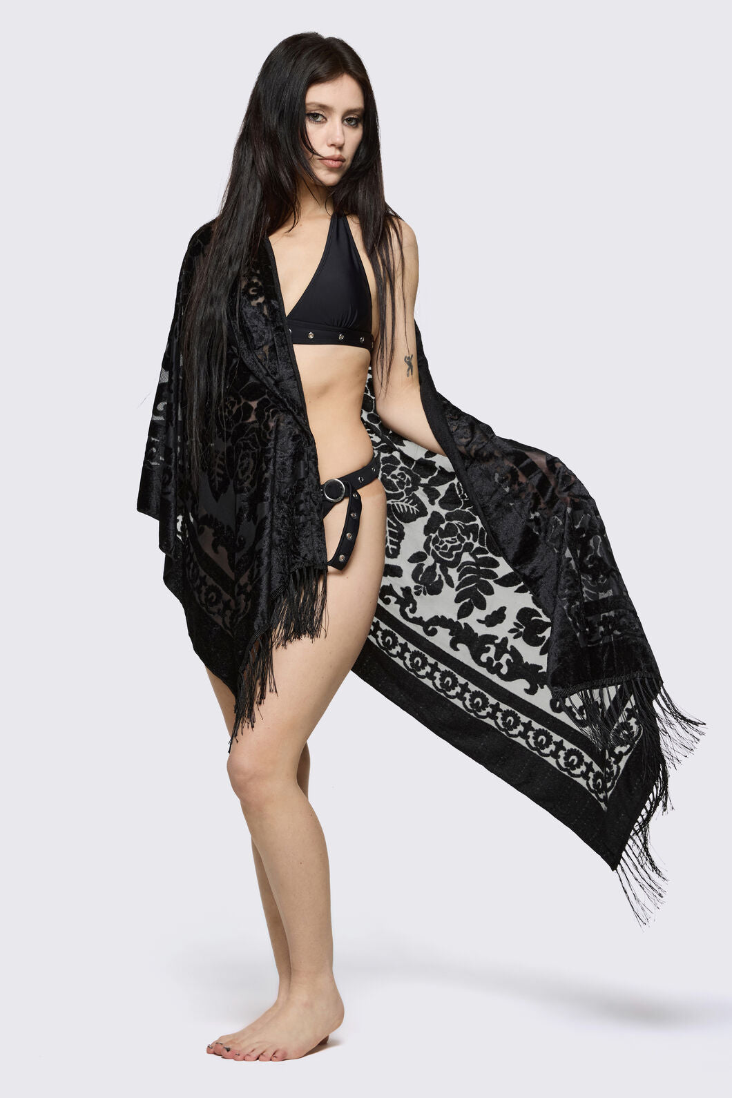 Dangerfield - Black Velvet Burnout Scarf - black
