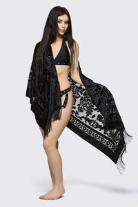 Dangerfield - Black Velvet Burnout Scarf - black