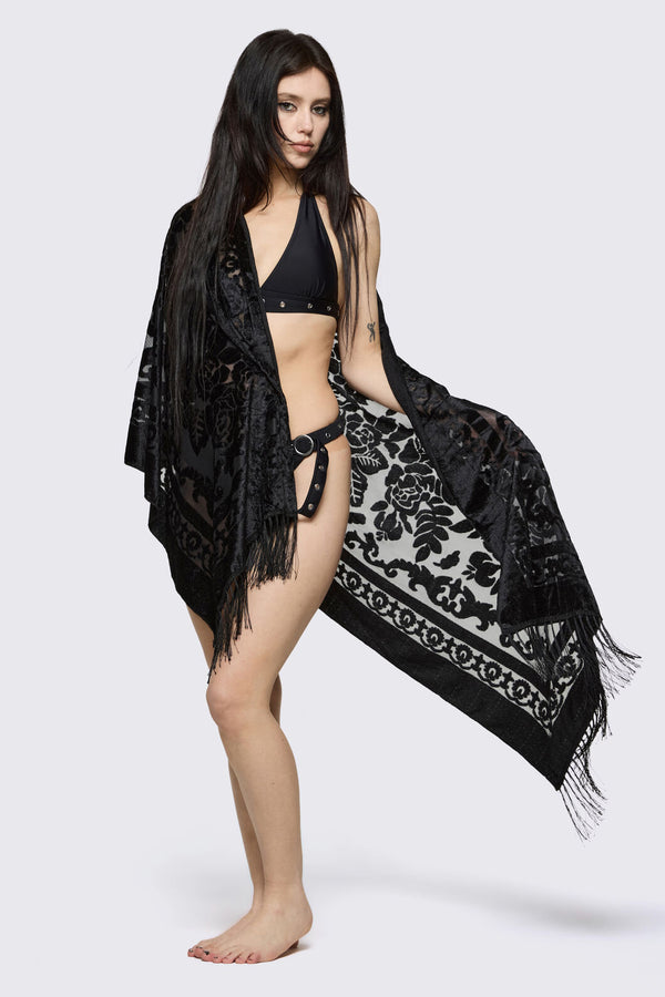 Dangerfield - Black Velvet Burnout Scarf - black