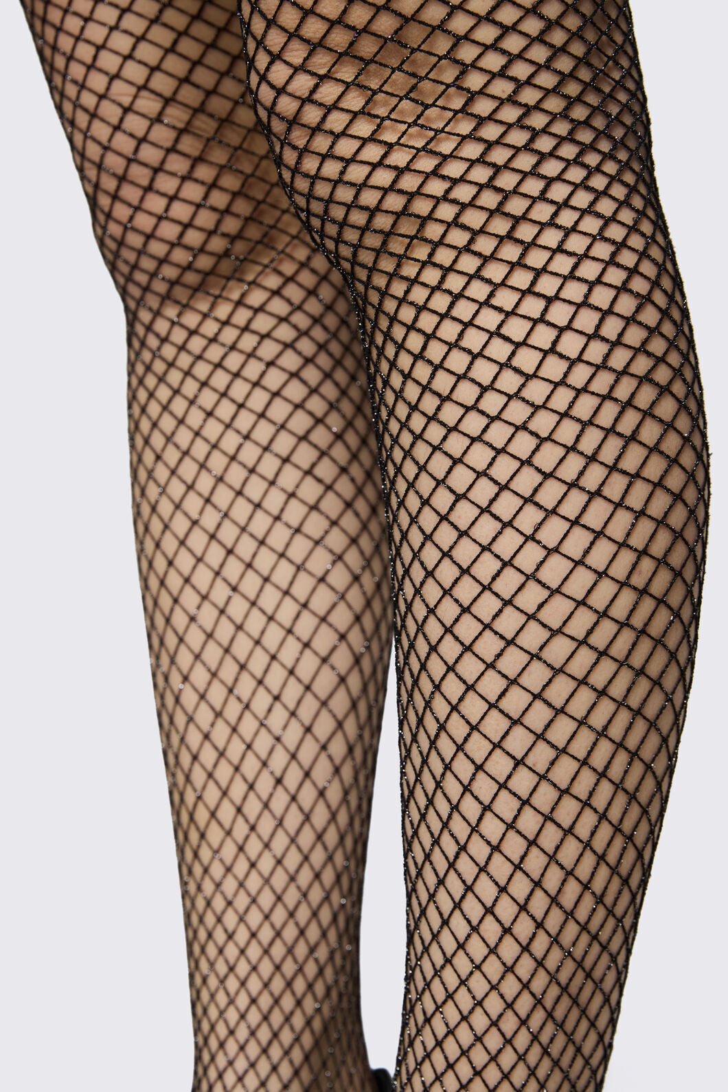 Dangerfield - Silver Glitter Fishnet Tights - black