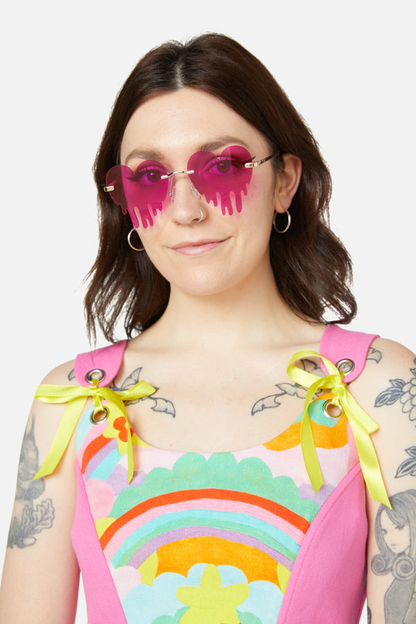 Dangerfield - Dripping Heart Glasses - hot-pink