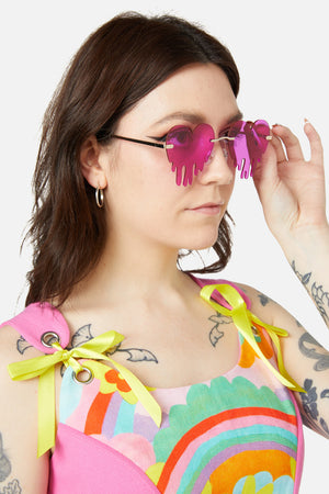 Dangerfield - Dripping Heart Glasses - hot-pink