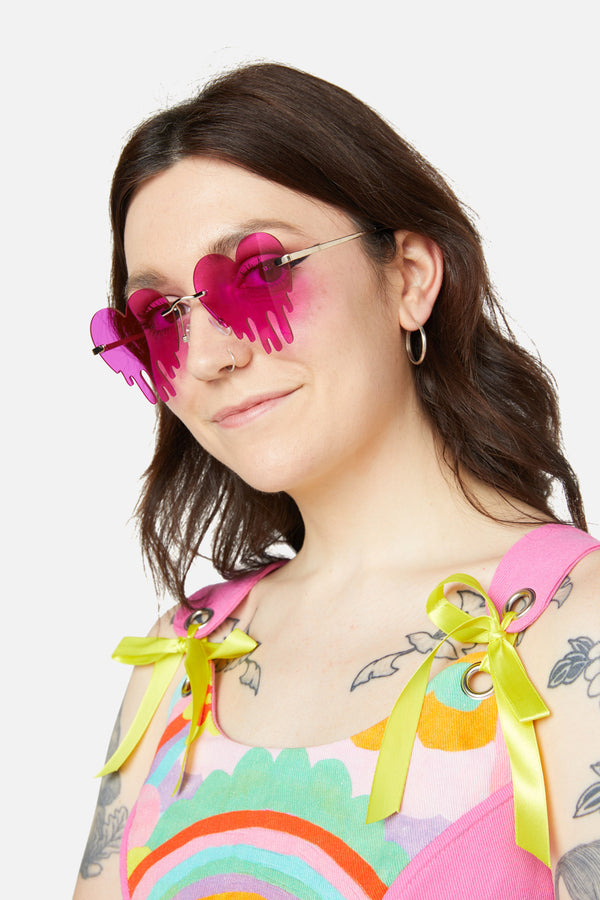 Dangerfield - Dripping Heart Glasses - hot-pink