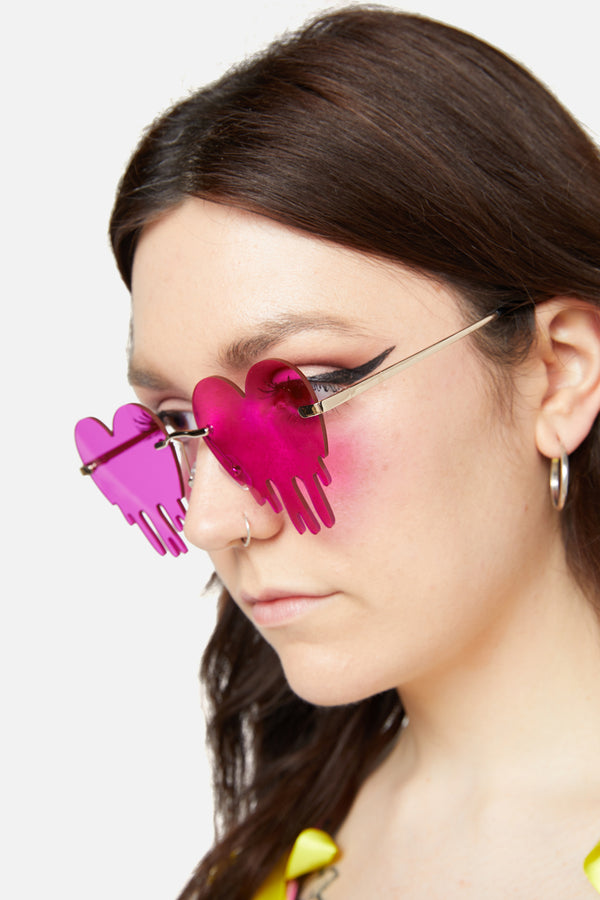 Dangerfield - Dripping Heart Glasses - hot-pink