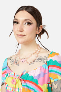 Dangerfield - Pearl Locket Choker - pink