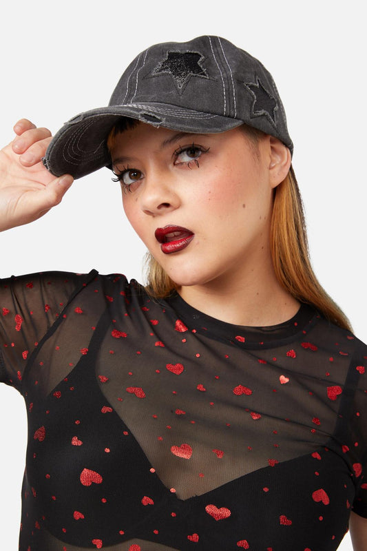 Dangerfield - Glitter Star Cap - black