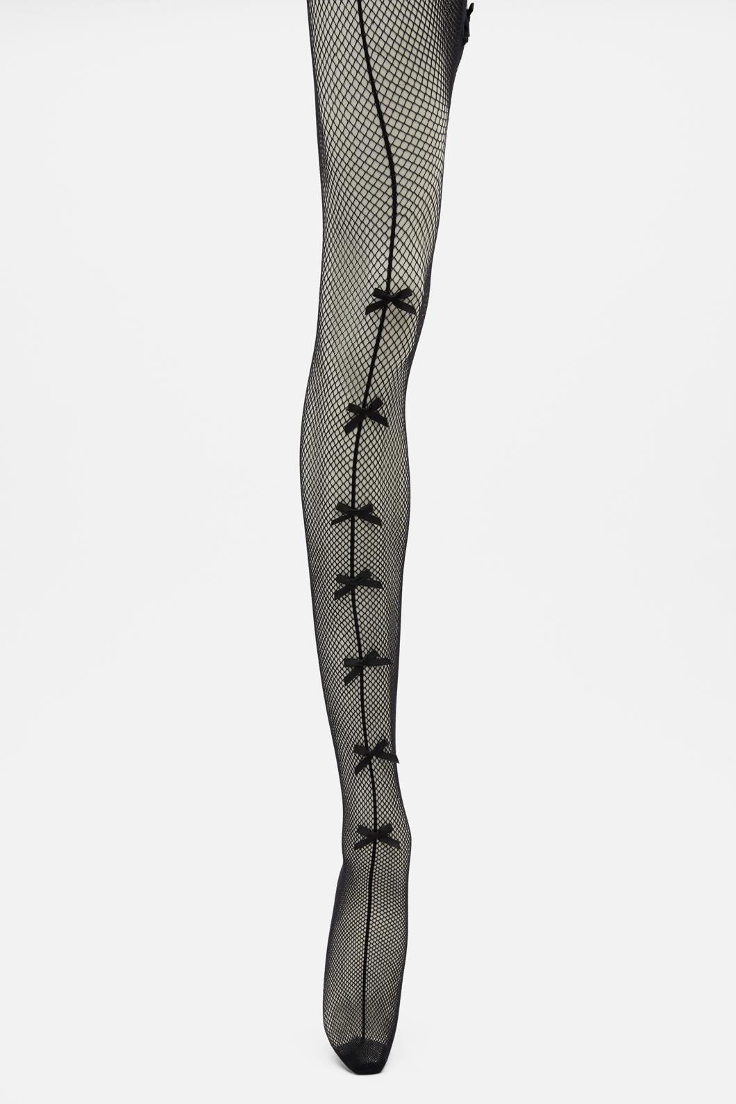Dangerfield - Bows Fishnet Tights - black