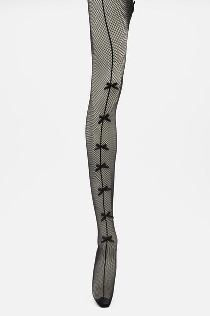 Dangerfield - Bows Fishnet Tights - black