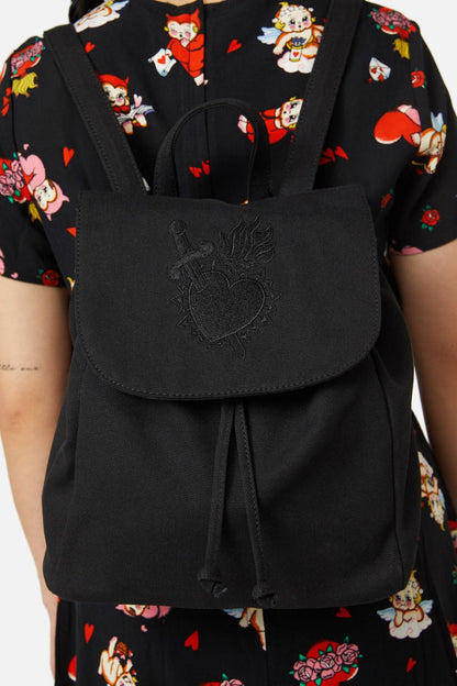 Dangerfield - Mercy Canvas Embroidered Backpack - black