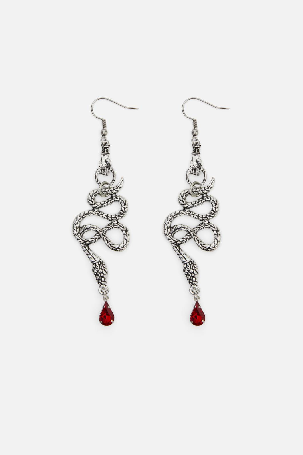 Dangerfield - Snake Crystal Earrings - silver