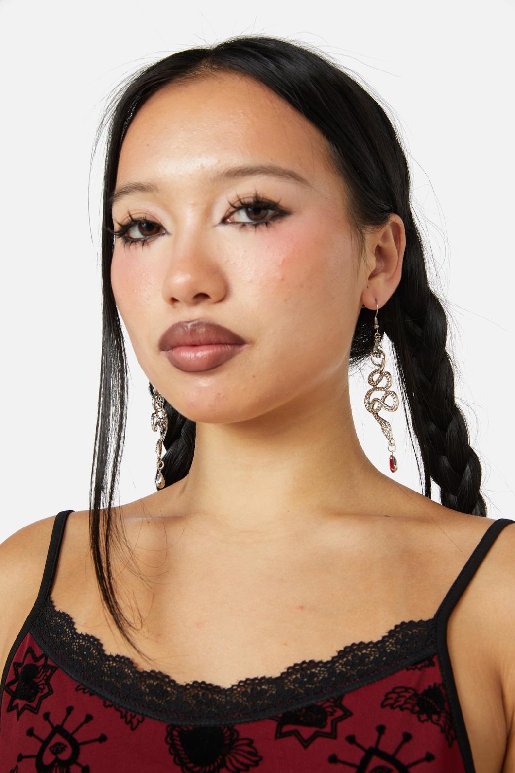 Dangerfield - Snake Crystal Earrings - silver