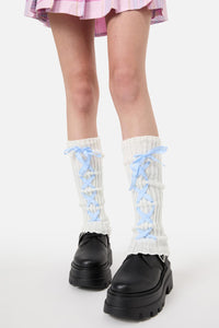 Dangerfield - White Lace Up Leg Warmers - white