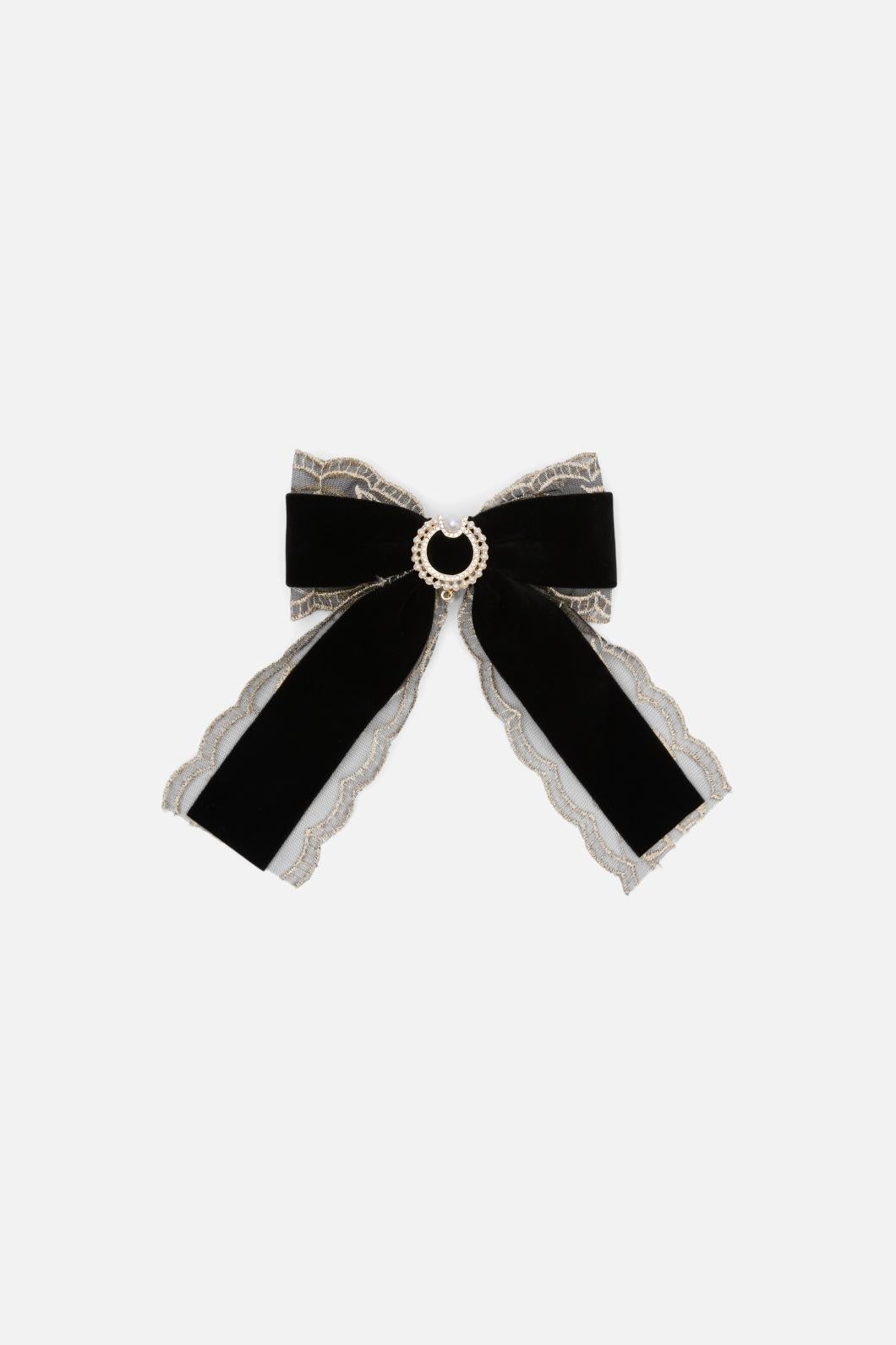 Dangerfield - Elaborate Velvet Bow Hair Clip - black