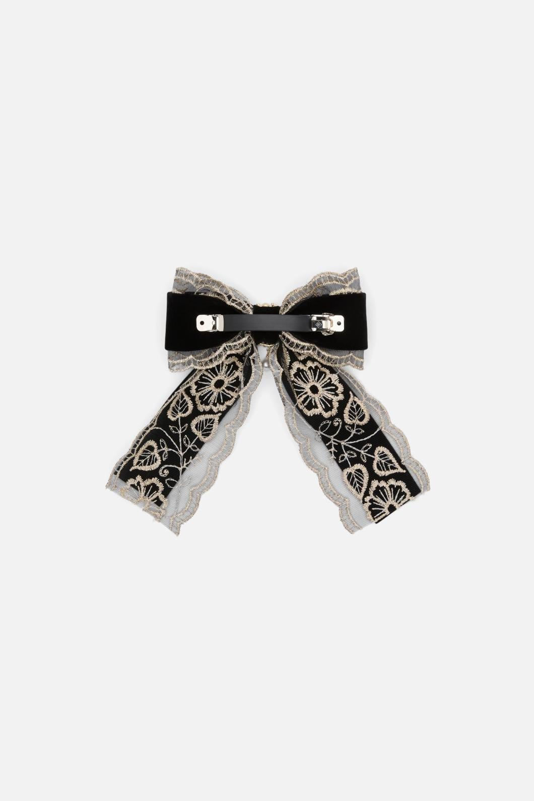Dangerfield - Elaborate Velvet Bow Hair Clip - black