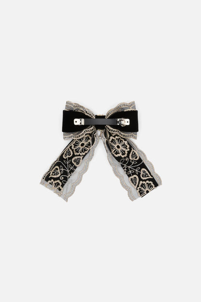 Dangerfield - Elaborate Velvet Bow Hair Clip - black
