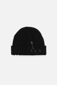 Dangerfield - Distressed & Pierced Beanie - black