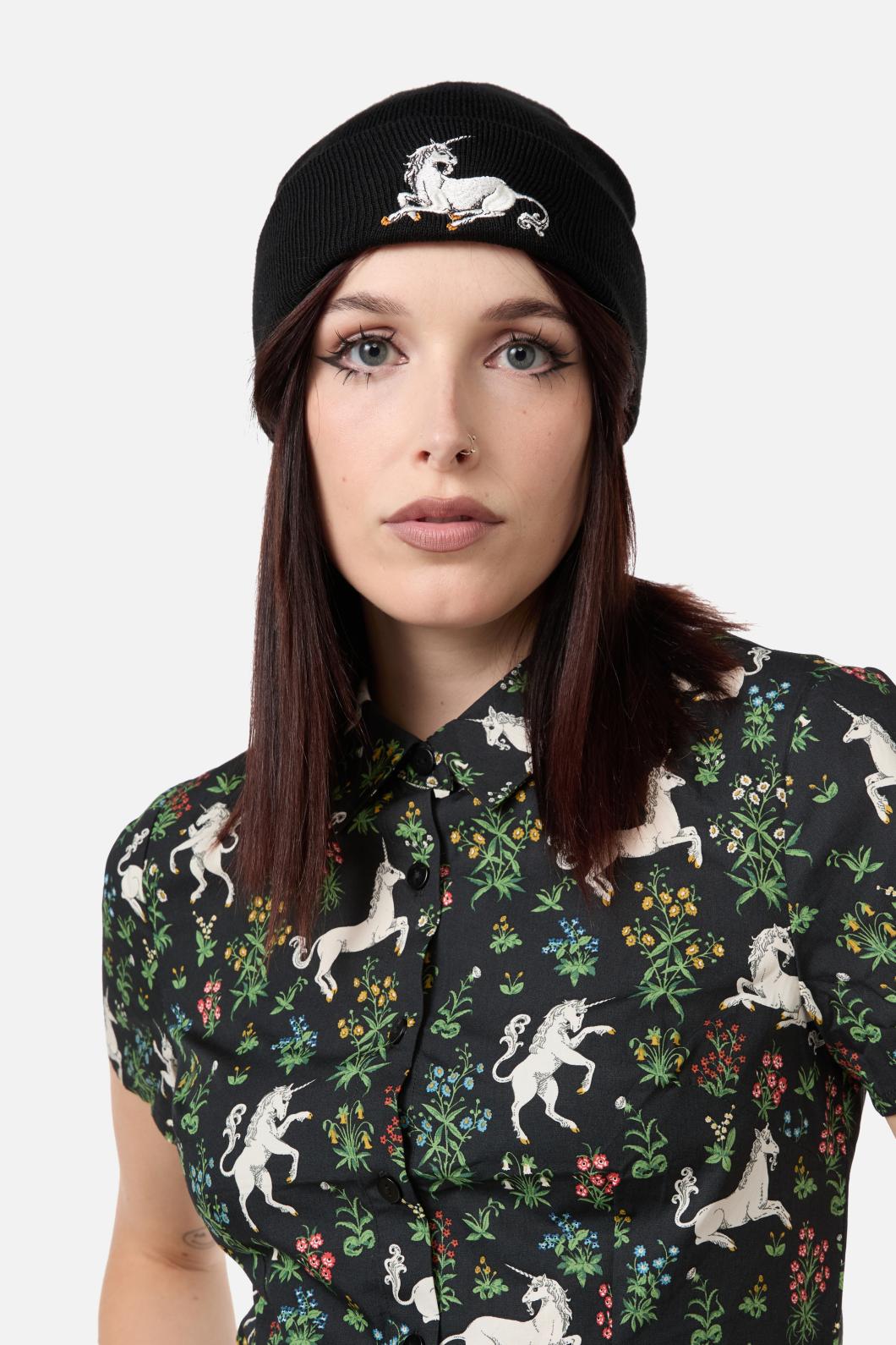 Dangerfield - Alicorn Embroidered Beanie - black
