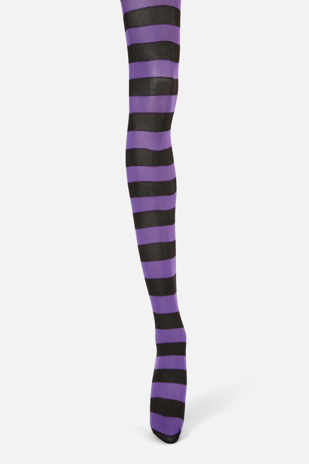 Dangerfield - Purple Black Striped Tights - black-purple