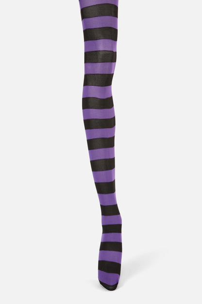 Dangerfield - Purple Black Striped Tights - black-purple
