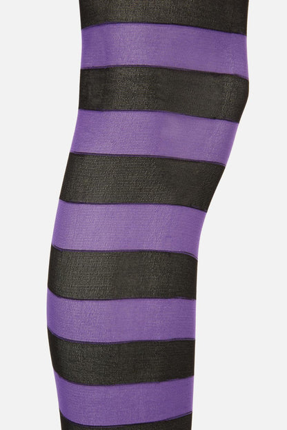 Dangerfield - Purple Black Striped Tights - black-purple