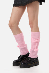 Dangerfield - Pink Bow Pom Legwarmers - pink