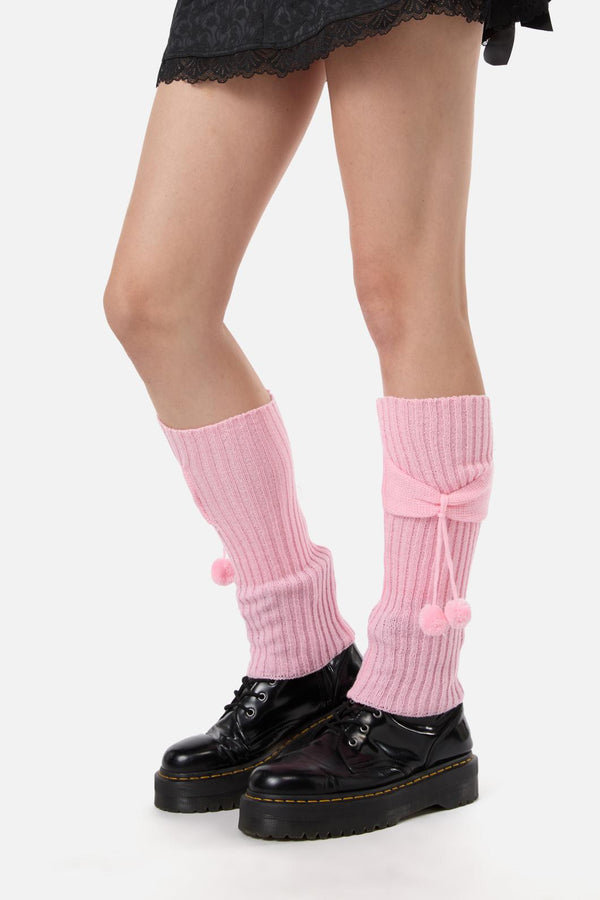 Dangerfield - Pink Bow Pom Legwarmers - pink