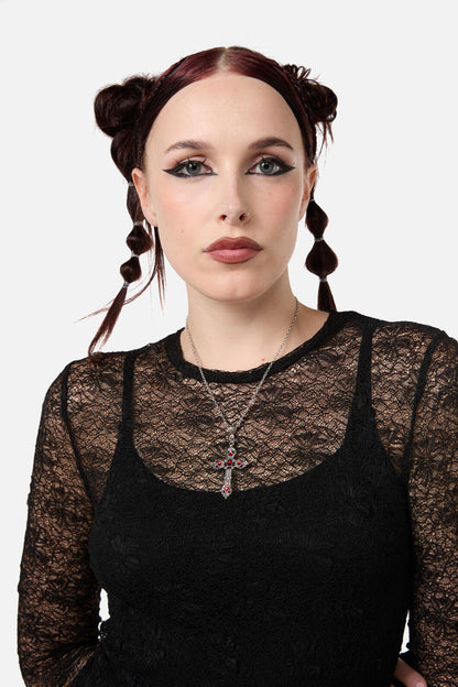Dangerfield - Baroque Cross Necklace - silver