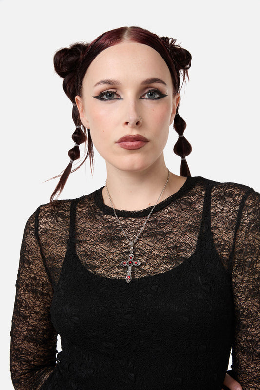 Dangerfield - Baroque Cross Necklace - silver